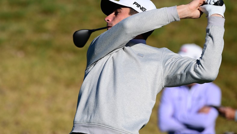 Feb 18, 2022; Pacific Palisades, California, USA; Joaquin Niemann hits from the fifth tee during the second round of the Genesis Invitational golf tournament. Mandatory Credit: Gary A. Vasquez-USA TODAY Sports