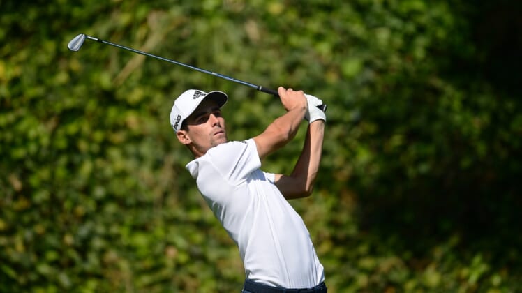 Feb 20, 2022; Pacific Palisades, California, USA; Joaquin Niemann hits from the sixth tee during the final round of the Genesis Invitational golf tournament. Mandatory Credit: Gary A. Vasquez-USA TODAY Sports