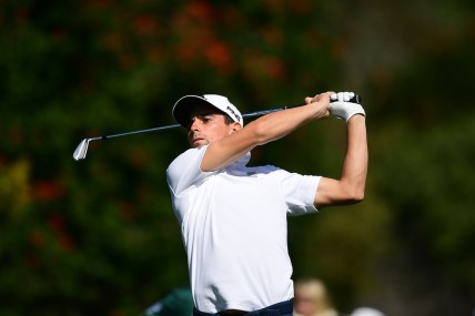 Feb 20, 2022; Pacific Palisades, California, USA; Joaquin Niemann hits from the fourth tee during the final round of the Genesis Invitational golf tournament. Mandatory Credit: Gary A. Vasquez-USA TODAY Sports