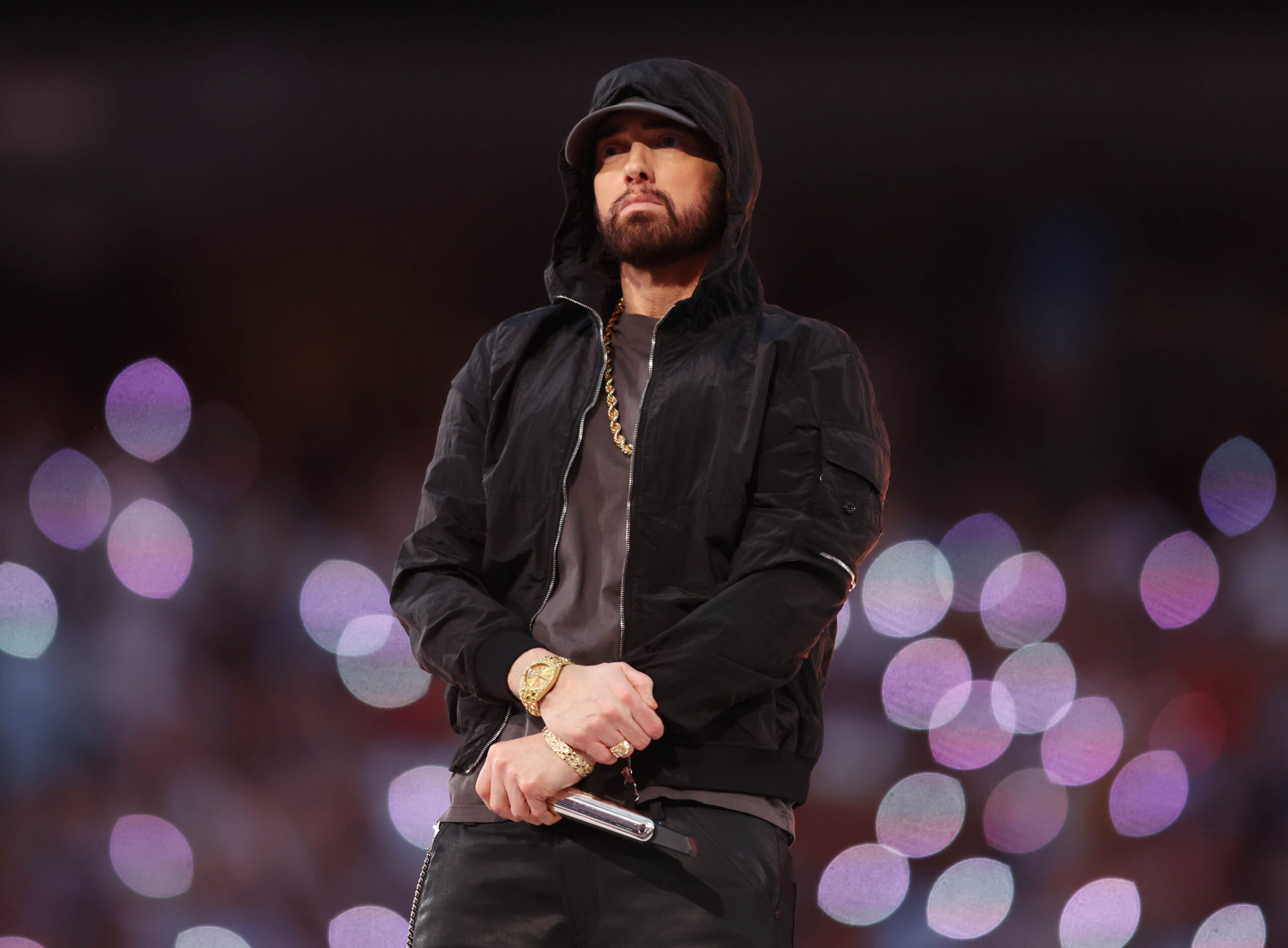 Eminem takes knee during epic Super Bowl 2022 halftime show