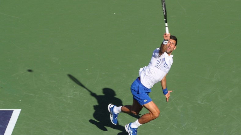 Novak Djokovic and Fabio Fognini play doubles against Lukasz Kubot and Marcelo Melo during the doubles semifinal match at the BNP Paribas Open in Indian Wells, March 15, 2019. 

Bnp Paribas Open March 15 6