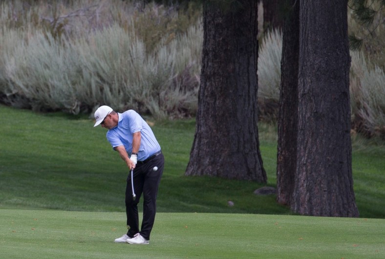 Cameron Beckman hits a chip shot during the Barracuda Championship PGA golf tournament at Montr  ux Golf and Country Club in Reno, Nevada on Friday, July 26, 2019.

Barracuda Golf Friday 060

Cameron Beckman hits a chip shot during the Barracuda Championship PGA golf tournament at Montreux Golf and Country Club in Reno, Nevada on Friday, July 26, 2019.