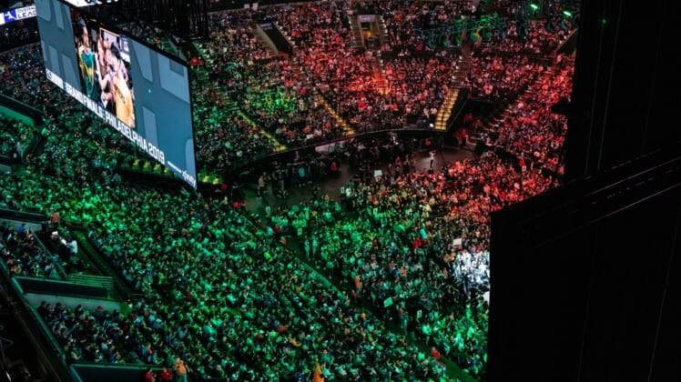 Sep 29, 2019; Philadelphia, PA, USA; General view during the Overwatch League Grand Finals e-sports event at Wells Fargo Center. Mandatory Credit: Bill Streicher-USA TODAY Sports