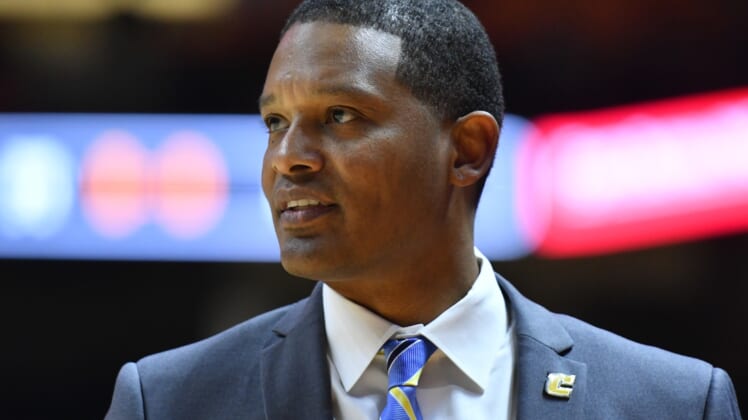 Nov 25, 2019; Knoxville, TN, USA; Chattanooga Mocs head coach Lamont Paris during the first half against the Tennessee Volunteers at Thompson-Boling Arena. Mandatory Credit: Randy Sartin-USA TODAY Sports