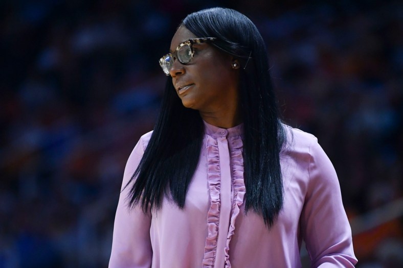 Howard women's basketball coach Ty Grace during the NCAA women's basketball game against Tennessee at Thompson-Boling Arena on Sunday, December 29, 2019.

Kns Ladyvols Howard