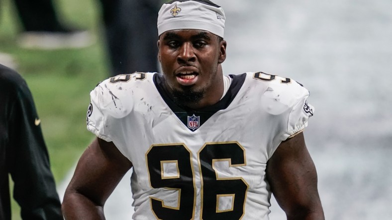 Dec 6, 2020; Atlanta, Georgia, USA; New Orleans Saints defensive end Carl Granderson (96) shown during the game against the Atlanta Falcons at Mercedes-Benz Stadium. Mandatory Credit: Dale Zanine-USA TODAY Sports