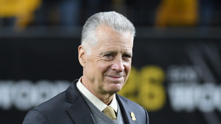 Oct 17, 2021; Pittsburgh, Pennsylvania, USA;  Pittsburgh Steelers president Art Rooney II during halftime of the game against the Seattle Seahawks at Heinz Field. Mandatory Credit: Philip G. Pavely-USA TODAY Sports