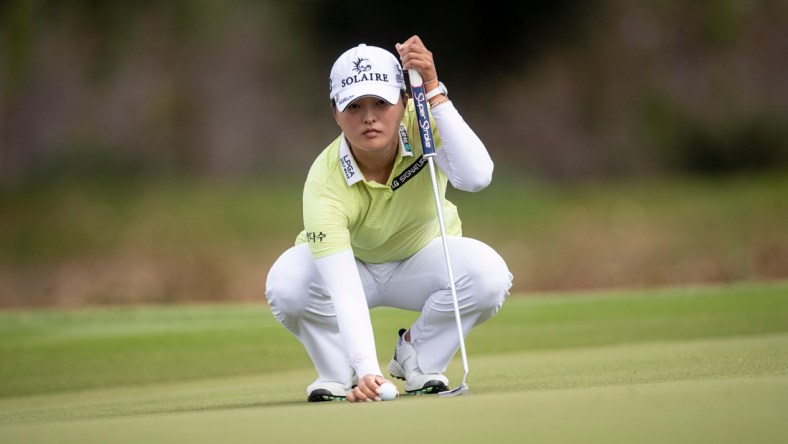 Jin Young Ko plays the third round of the CME Group Tour Championship at Ritz Carlton Golf Resort , Tiburon Golf Club in Naples on Saturday, Nov. 20, 2021. She was tied for the lead with several other players.

Ko3