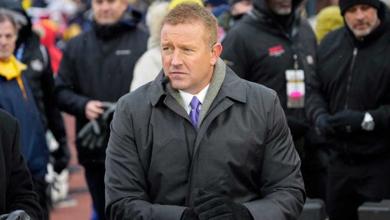 Former Ohio State Buckeyes quarterback Kirk Herbstreit sits on the set of ESPN College GameDay prior to the NCAA football game between the Michigan Wolverines and the Buckeyes at Michigan Stadium in Ann Arbor on Monday, Nov. 29, 2021.

Ohio State Buckeyes At Michigan Wolverines