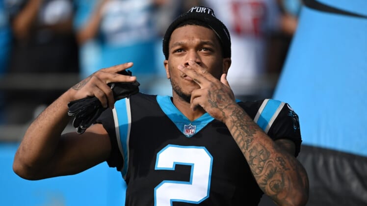 Dec 26, 2021; Charlotte, North Carolina, USA; Carolina Panthers wide receiver D.J. Moore (2) is introduced before the game at Bank of America Stadium. Mandatory Credit: Bob Donnan-USA TODAY Sports