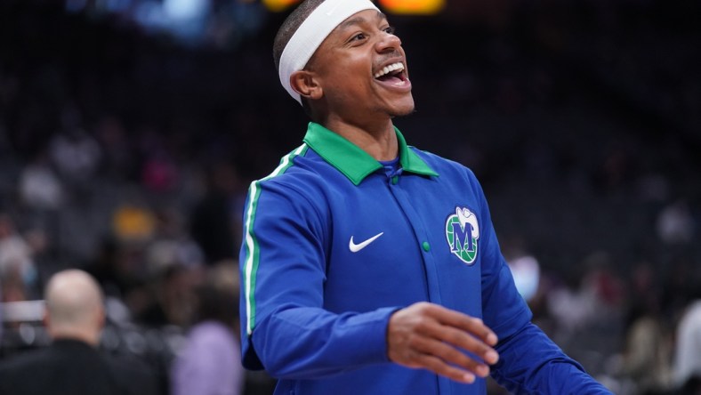 Dec 29, 2021; Sacramento, California, USA; Dallas Mavericks guard Isaiah Thomas (31) warms up before the start of the game against the Sacramento Kings at the Golden 1 Center. Mandatory Credit: Cary Edmondson-USA TODAY Sports