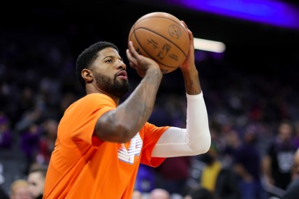 Dec 22, 2021; Sacramento, California, USA; Los Angeles Clippers guard Paul George (13) during the game against the Sacramento Kings at Golden 1 Center. Mandatory Credit: Sergio Estrada-USA TODAY Sports