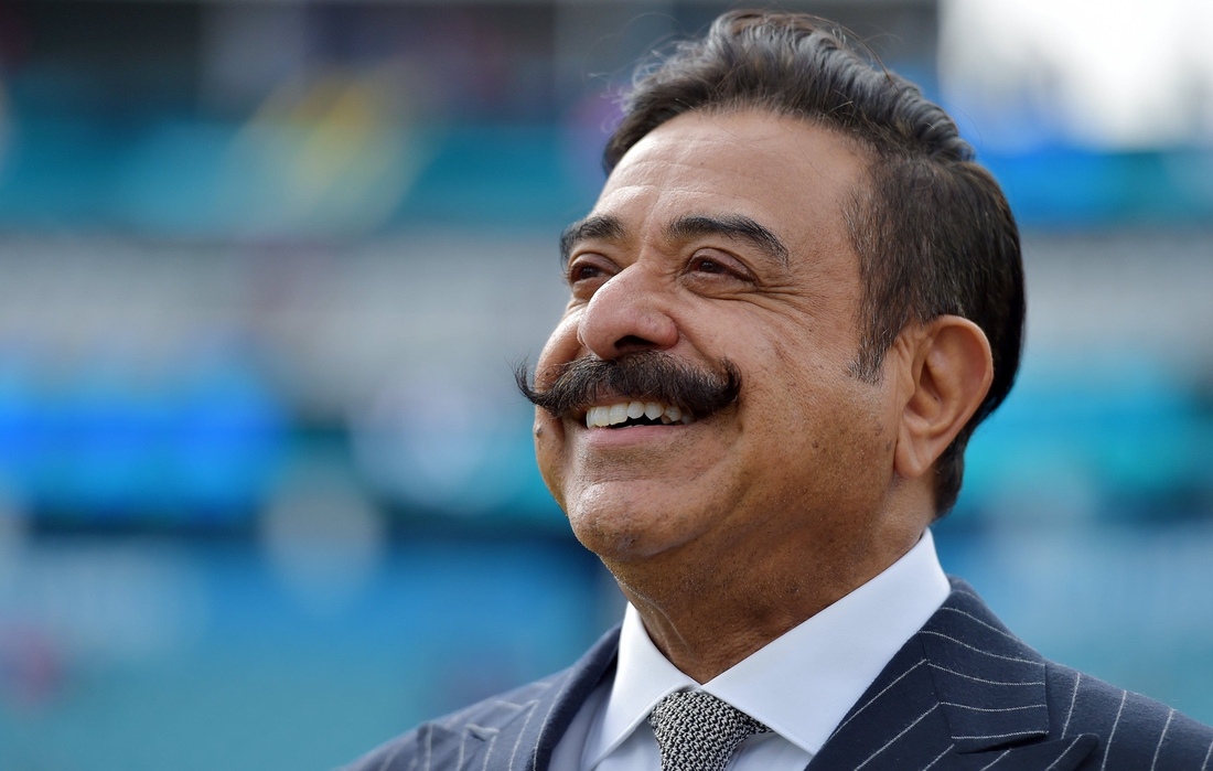 Jaguars owner Shad Khan on the field before the start of Sunday's game against Buffalo. The Jacksonville Jaguars hosted the Buffalo Bills at TIAA Bank Field in Jacksonville, FL, Sunday, November 7, 2021. [Bob Self/Florida Times-Union]

Jki 110721 Bsjagsvsbuffalo 10