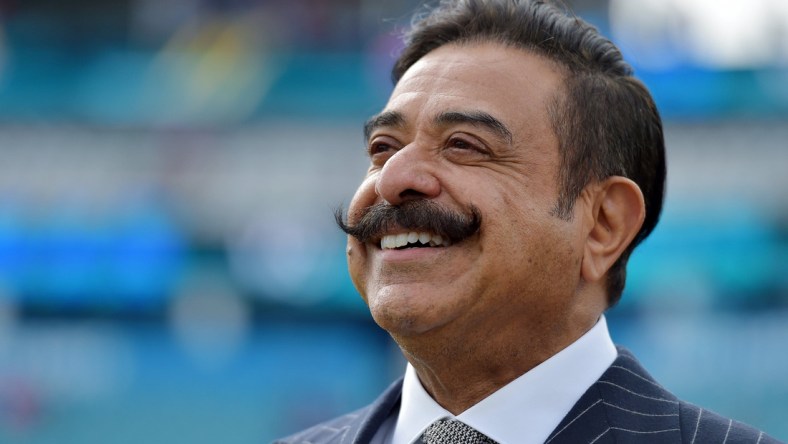 Jaguars owner Shad Khan on the field before the start of Sunday's game against Buffalo. The Jacksonville Jaguars hosted the Buffalo Bills at TIAA Bank Field in Jacksonville, FL, Sunday, November 7, 2021. [Bob Self/Florida Times-Union]

Jki 110721 Bsjagsvsbuffalo 10