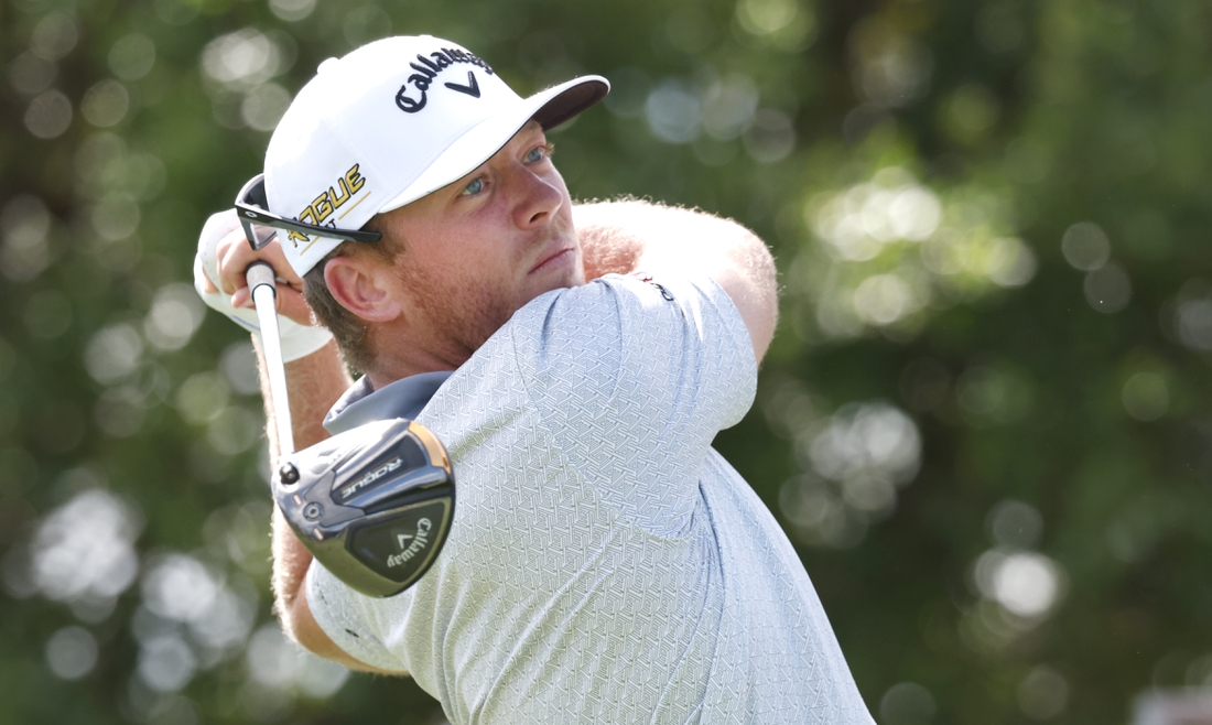 Mar 5, 2022; Orlando, Florida, USA; Talor Gooch hits his drive on the first hole during the third round of the Arnold Palmer Invitational golf tournament. Mandatory Credit: Reinhold Matay-USA TODAY Sports