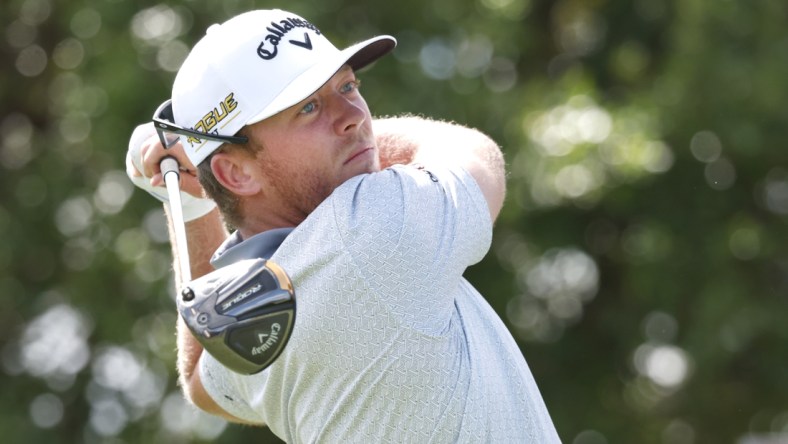 Mar 5, 2022; Orlando, Florida, USA; Talor Gooch hits his drive on the first hole during the third round of the Arnold Palmer Invitational golf tournament. Mandatory Credit: Reinhold Matay-USA TODAY Sports