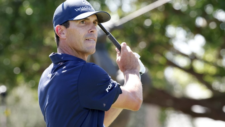 Mar 6, 2022; Orlando, Florida, USA;Billy Horschel hits his tee shot on the first hole during the final round of the Arnold Palmer Invitational golf tournament. Mandatory Credit: Reinhold Matay-USA TODAY Sports