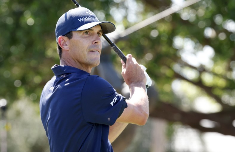 Mar 6, 2022; Orlando, Florida, USA;Billy Horschel hits his tee shot on the first hole during the final round of the Arnold Palmer Invitational golf tournament. Mandatory Credit: Reinhold Matay-USA TODAY Sports
