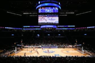 Mar 8, 2022; Brooklyn, NY, USA; General view during the first half between the Pittsburgh Panthers and the Boston College Eagles at Barclays Center. Mandatory Credit: Brad Penner-USA TODAY Sports