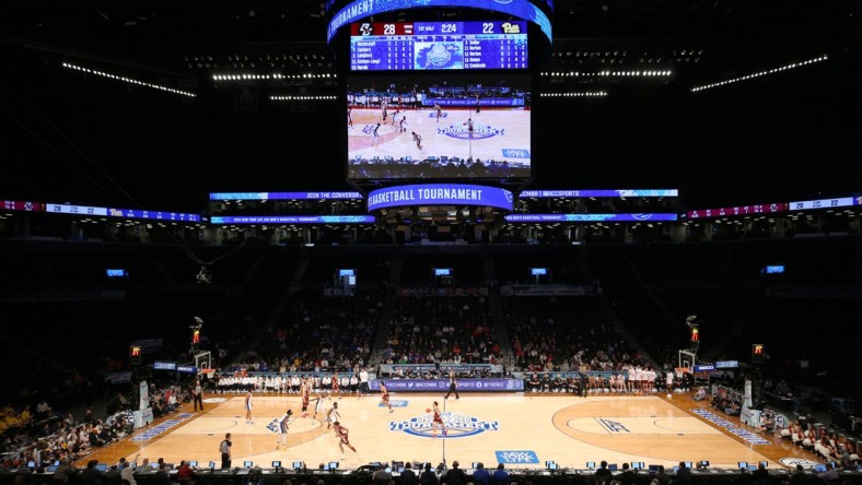 Mar 8, 2022; Brooklyn, NY, USA; General view during the first half between the Pittsburgh Panthers and the Boston College Eagles at Barclays Center. Mandatory Credit: Brad Penner-USA TODAY Sports