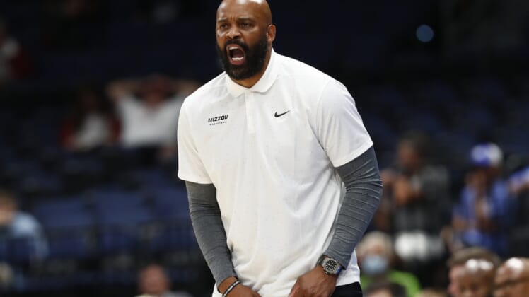 Mar 10, 2022; Tampa, FL, USA;Missouri Tigers head coach Cuonzo Martin against the LSU Tigers during the second half at Amalie Arena. Mandatory Credit: Kim Klement-USA TODAY Sports