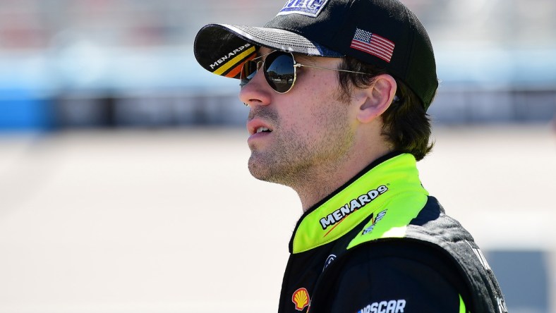 Mar 12, 2022; Avondale, Arizona, USA; NASCAR Cup Series driver Ryan Blaney (12) during qualifying for the Ruoff Mortgage 500 at Phoenix Raceway. Mandatory Credit: Gary A. Vasquez-USA TODAY Sports