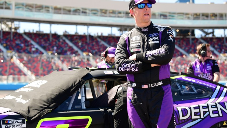 Mar 12, 2022; Avondale, Arizona, USA; NASCAR Cup Series driver Brad Keselowski (6) during qualifying for the Ruoff Mortgage 500 at Phoenix Raceway. Mandatory Credit: Gary A. Vasquez-USA TODAY Sports