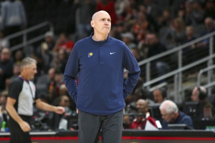 Mar 13, 2022; Atlanta, Georgia, USA; Indiana Pacers head coach Rick Carlisle on the sideline against the Atlanta Hawks in the first quarter at State Farm Arena. Mandatory Credit: Brett Davis-USA TODAY Sports