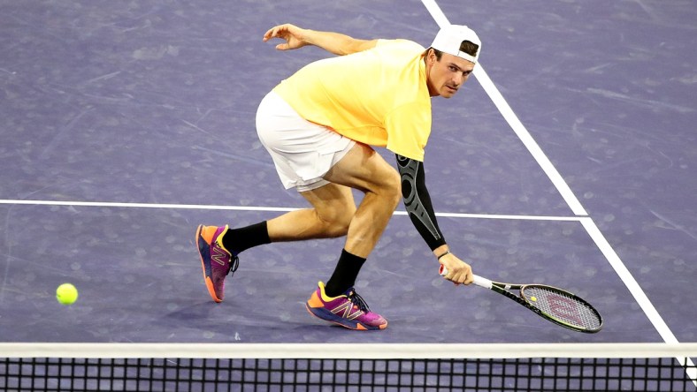 Tommy Paul of the United returns a shot to Alexander Zverev of Germany during their second round match at the BNP Paribas Open in Indian Wells, Calif., on March 13, 2022.

Bnp Paribas Open Alexander Zverev Vs Tommy Paul427