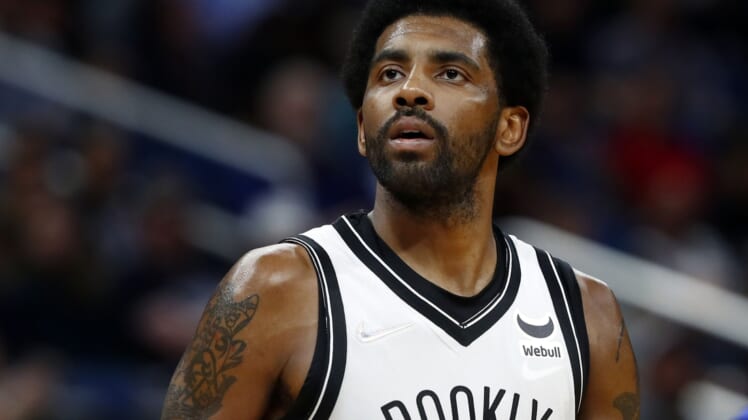 Mar 15, 2022; Orlando, Florida, USA; Brooklyn Nets guard Kyrie Irving (11) during the second half against the Orlando Magic at Amway Center. Mandatory Credit: Kim Klement-USA TODAY Sports