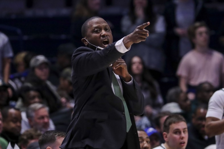 Mar 15, 2022; Cincinnati, Ohio, USA; Cleveland State Vikings head coach Dennis Gates during the second half against the Xavier Musketeers at Cintas Center. Mandatory Credit: Katie Stratman-USA TODAY Sports