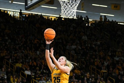 Iowa's forward Monika Czinano (25) goes up for a shot against Illinois State during the opening round of the Women's NCAA Basketball Tournament at Carver-Hawkeye Arena Friday, March 18, 2022, in Iowa City.

031822 Iowa Ilstate Gb 006 Jpg