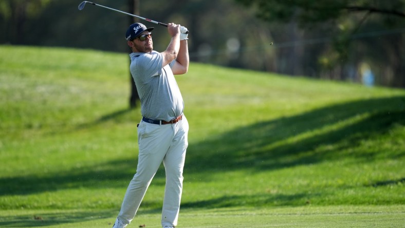 Mar 18, 2022; Palm Harbor, Florida, USA; Matthew NeSmith plays from the fairway on the 9th hole during the second round of the Valspar Championship golf tournament. Mandatory Credit: Jasen Vinlove-USA TODAY Sports