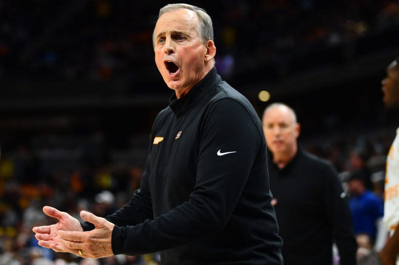 Tennessee Head Coach Rick Barnes during the NCAA Tournament second round game between Tennessee and Michigan at Gainbridge Fieldhouse in Indianapolis, Ind., on Saturday, March 19, 2022.

Kns Ncaa Vols Michigan Bp