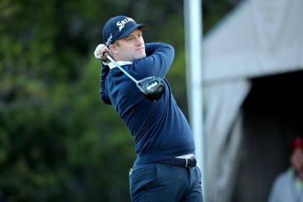Mar 31, 2022; San Antonio, Texas, USA; Russell Knox of Scotland hits a tee shot on the first hole during the first round of the Valero Texas Open golf tournament. Mandatory Credit: Erik Williams-USA TODAY Sports