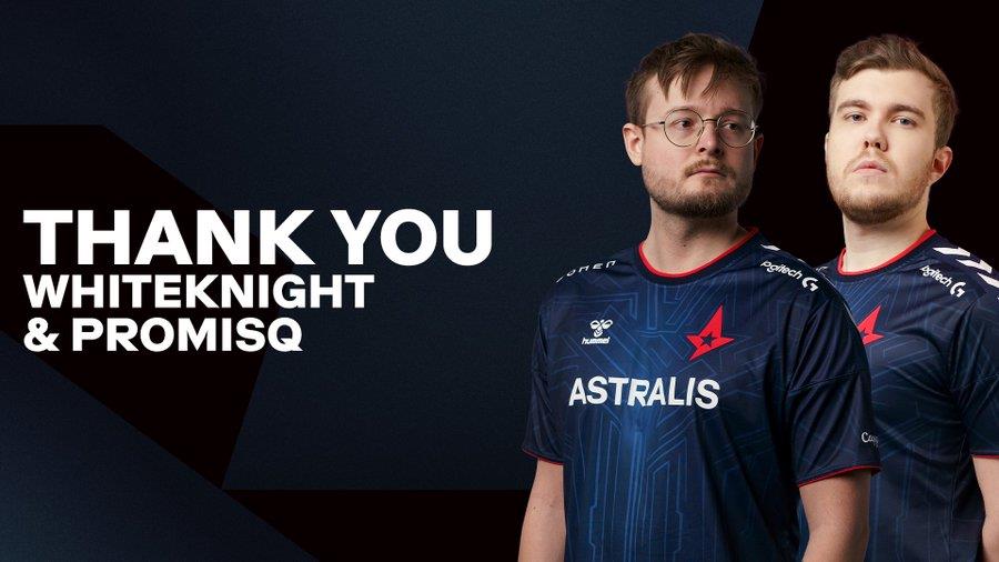 Astralis' League of Legends team has parted ways with top laner Matti "WhiteKnight" Sormunen and support Hampus Mikael  "promisq" Abrahamsson.