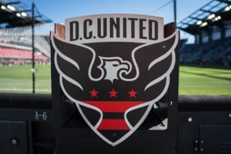 Mar 7, 2020; Washington, DC, USA; A general view of a D.C. United logo on the sideline before the game between D.C. United and Inter Miami at Audi Field. Mandatory Credit: Scott Taetsch-USA TODAY Sports