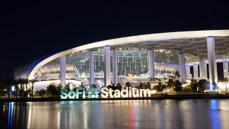 Nov 29, 2020; Inglewood, California, USA; A general view of SoFi Stadium exterior during the NFL game between the San Francisco 49ers and the Los Angeles Rams. Mandatory Credit: Kirby Lee-USA TODAY Sports