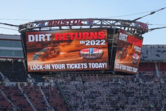 Mar 29, 2021; Bristol, TN, USA; NASCAR announces that the Food City Dirt Race will return for 2022 during the Food City Dirt Race at Bristol Motor Speedway. Mandatory Credit: Randy Sartin-USA TODAY Sports