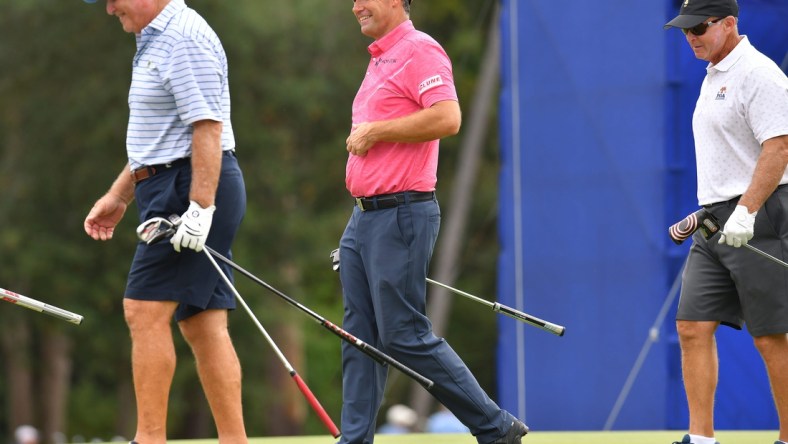 Padraig Harrington walks off the green on hole 17 with playing partners after putting in during Wednesday's Constellation & Friends Pro-Am event at the , October 6, 2021 at the golf course of the Timuquana Country Club in Jacksonville, FL.

Jki 100621 Furykfriendsgolf 04