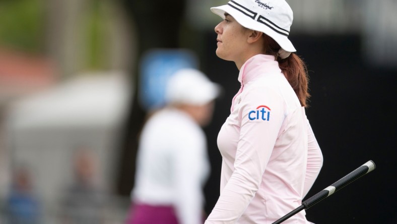 Hannah Green (AUS) walks on the green of the 18th hole during the first round of the LPGA's CME Group Tour Championship, Thursday, Nov. 18, 2021, at Tibur  n Golf Club at the Ritz-Carlton Golf Resort in Naples, Fla.

LPGA's CME Group Tour Championship first round