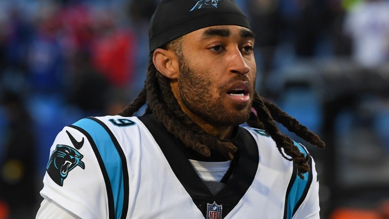 Dec 19, 2021; Orchard Park, New York, USA; Carolina Panthers cornerback Stephon Gilmore (9) following the game against the Buffalo Bills at Highmark Stadium. Mandatory Credit: Rich Barnes-USA TODAY Sports