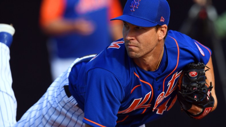 New York Mets pitcher Jacob deGrom warms up his arm on Monday, March 14, 2022, as players return to Clover Park in Port St. Lucie for spring training practice.

Tcn Mets In Psl 02