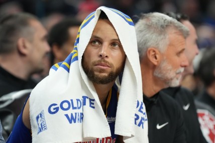 Mar 12, 2022; San Francisco, California, USA; Golden State Warriors guard Stephen Curry (30) during the fourth quarter against the Milwaukee Bucks at Chase Center. Mandatory Credit: Darren Yamashita-USA TODAY Sports