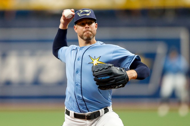 St. Petersburg, FL. USA; Tampa Bay Rays starting pitcher Corey