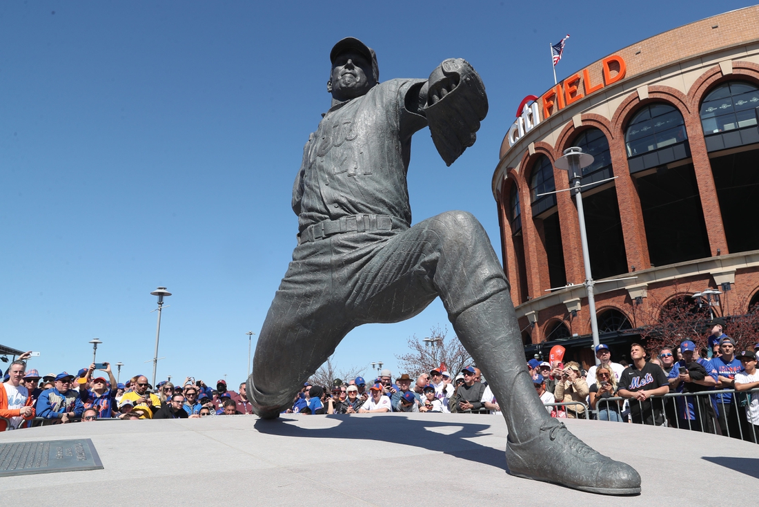 The Tom Seaver statue outside Citi Field prior to the start of game between the Mets and Diamondbacks April 15, 2022.

Mets Home Opener