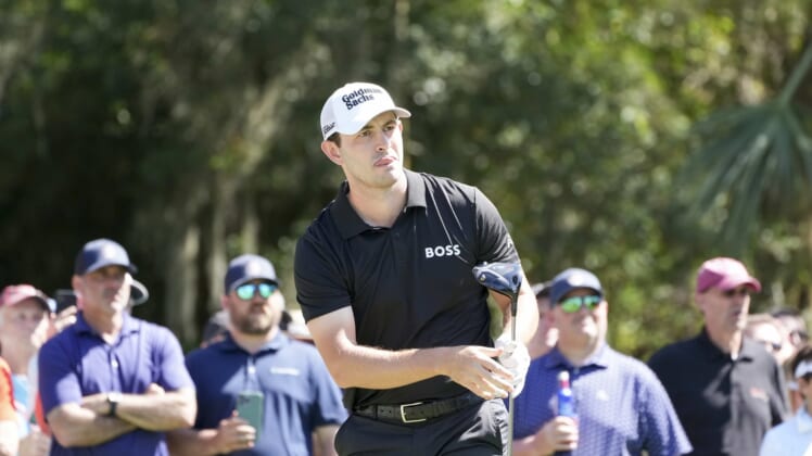 Apr 15, 2022; Hilton Head, South Carolina, USA; Patrick Cantlay watches hits his tee shot on the 9th hole during the second round of the RBC Heritage golf tournament. Mandatory Credit: David Yeazell-USA TODAY Sports