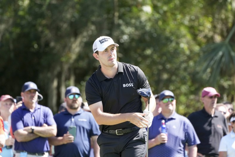 Apr 15, 2022; Hilton Head, South Carolina, USA; Patrick Cantlay watches hits his tee shot on the 9th hole during the second round of the RBC Heritage golf tournament. Mandatory Credit: David Yeazell-USA TODAY Sports