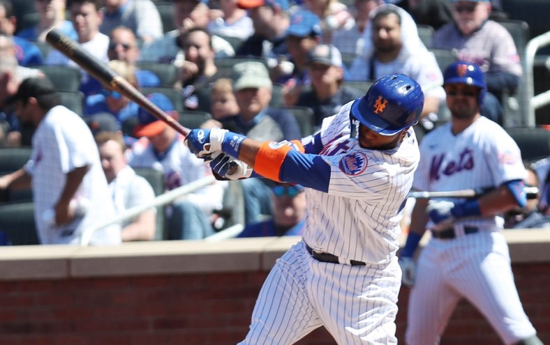 Mets Robinson Cano hits a solo home run against the Diamondbacks during baseball action at Citi Field in Queens, New York April 15, 2022.

Mets Home Opener