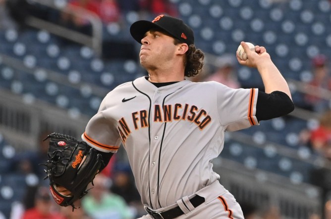 San Francisco Giants' Sam Long during a baseball game against the